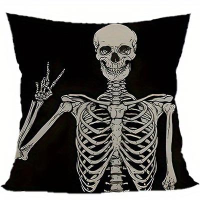 Home Decor Skeletons Making Hand Gestures Pillow Cover Pattern Cushion Cover Suitable For Sofa Bedroom Car Pillow Cover