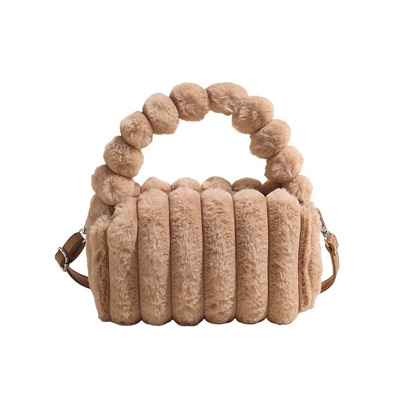 Plush Bag Women'S Simple Versatile Messenger Bag Fashion Casual Portable Plush Commuter Pillow Bag