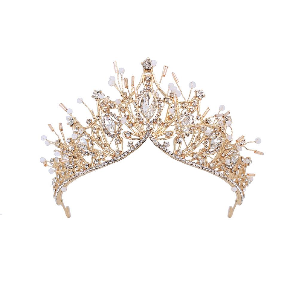 Handmade Baroque Hair Accessories Crown Children's Atmospheric Crystal Headdress Alloy Crown