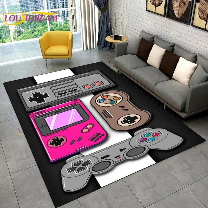Cartoon Gamer Game Controller Area Rugs,Large Carpet Rug for Living Room Children's Room,Kids Play Crawl Non-slip Floor Mat Gift