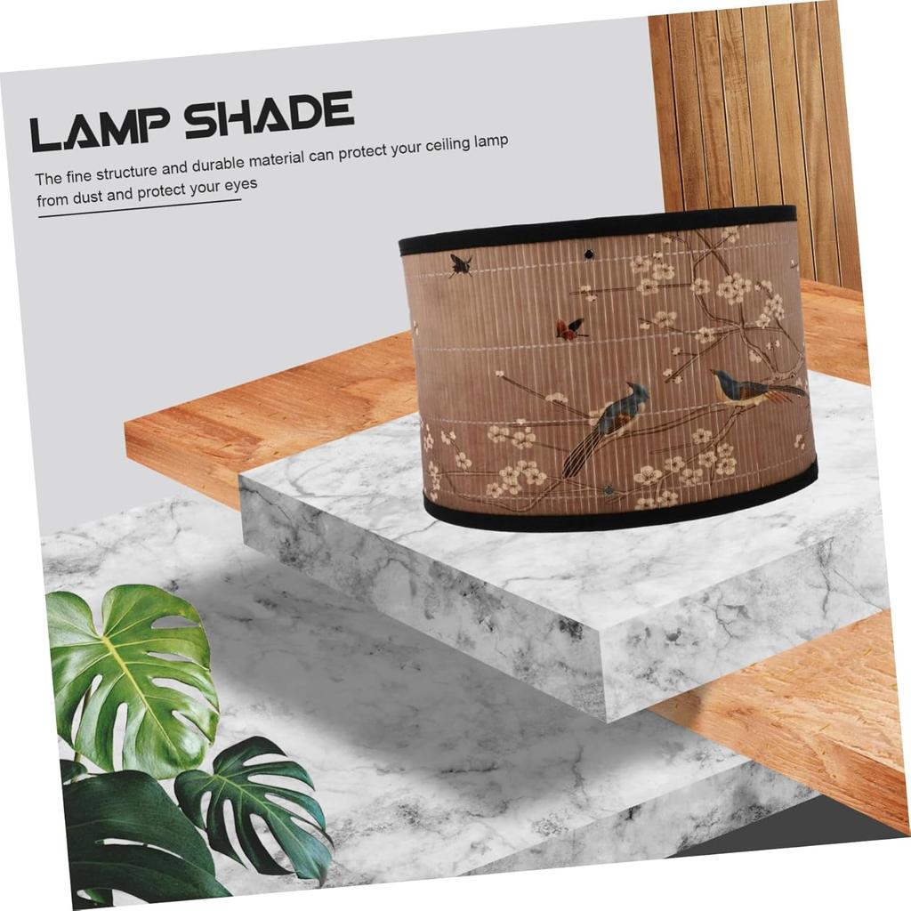 Абажур для барабанной лампы E27 Винтажный абажур Птицы Цветок Люстра Лампа Сменные световые аксессуары для подвесного торшера, 30X30x20СМ