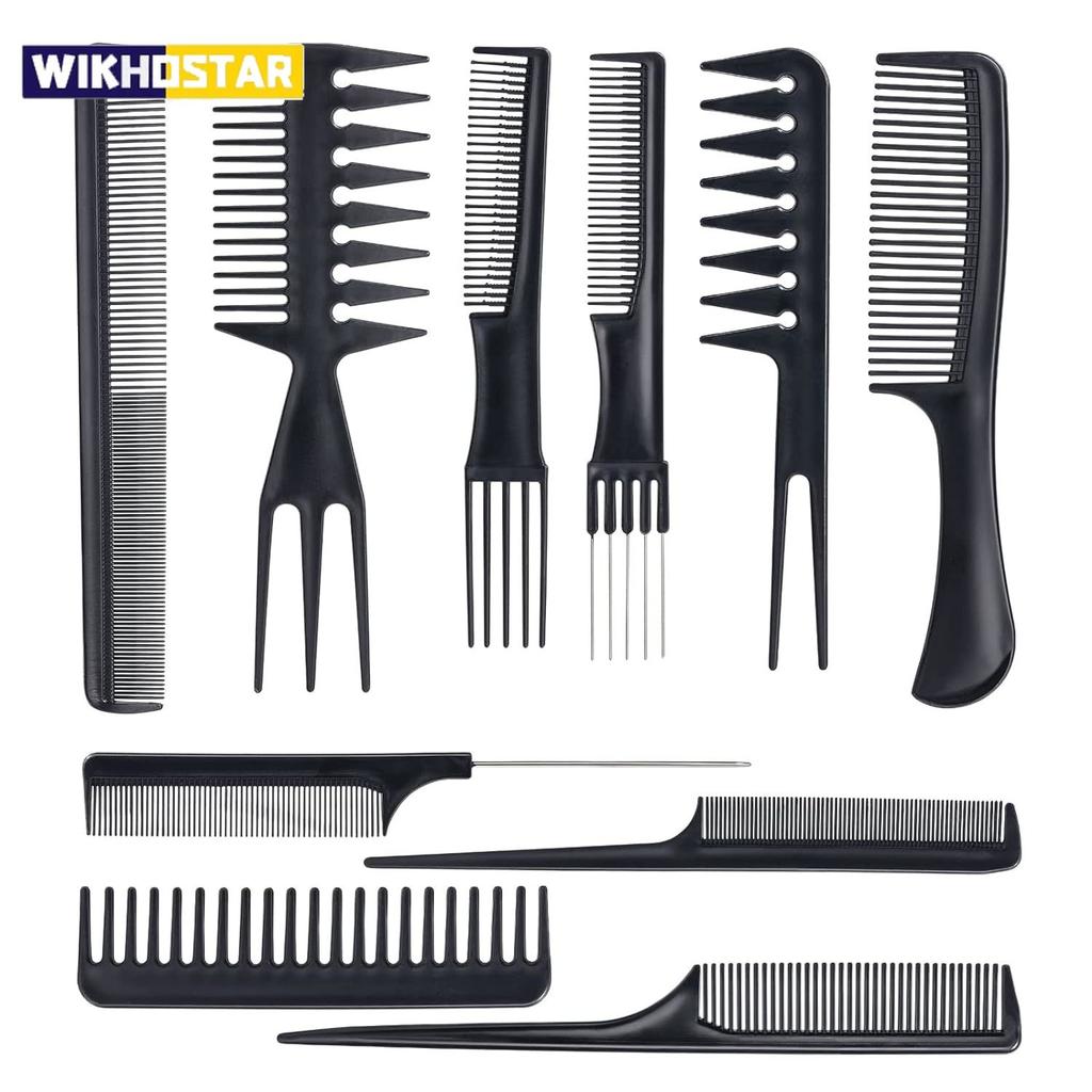 10-pieces Hairdressing Comb Set ,hairdressing Comb Set, Salon Anti-static Stylist Comb and Clip Set