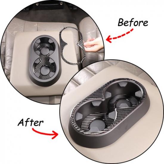Carbon Fiber Rear Cup Holder Panel Trim Sticker For Hummer H2 2003-09