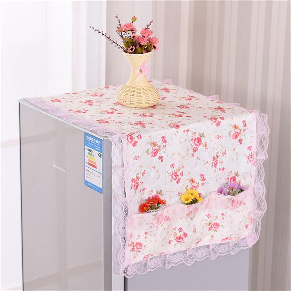 Pink Hanging Bag Art Cloth Dust Cover Refrigerator Cover Cloth Cover Flower