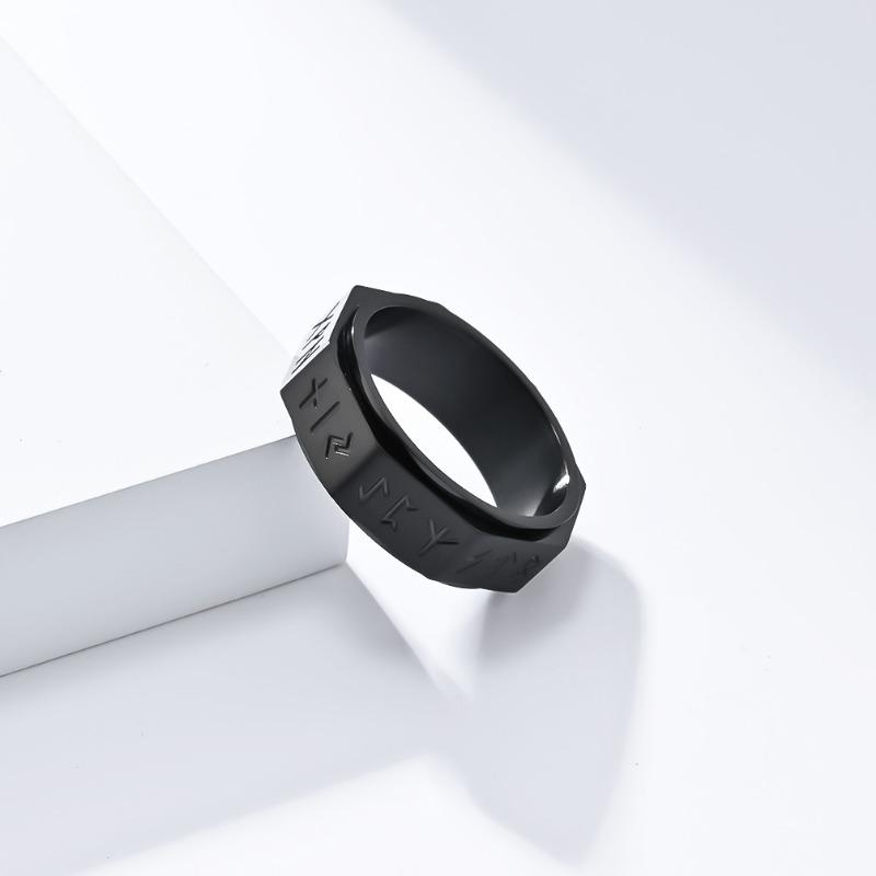 Восьмистороннее вращающееся кольцо из титановой стали с надписью Norse Viking для мужчин, матовый рисунок, ювелирные изделия для пар, нишевый дизайн, мужское декомпрессионное кольцо на палец