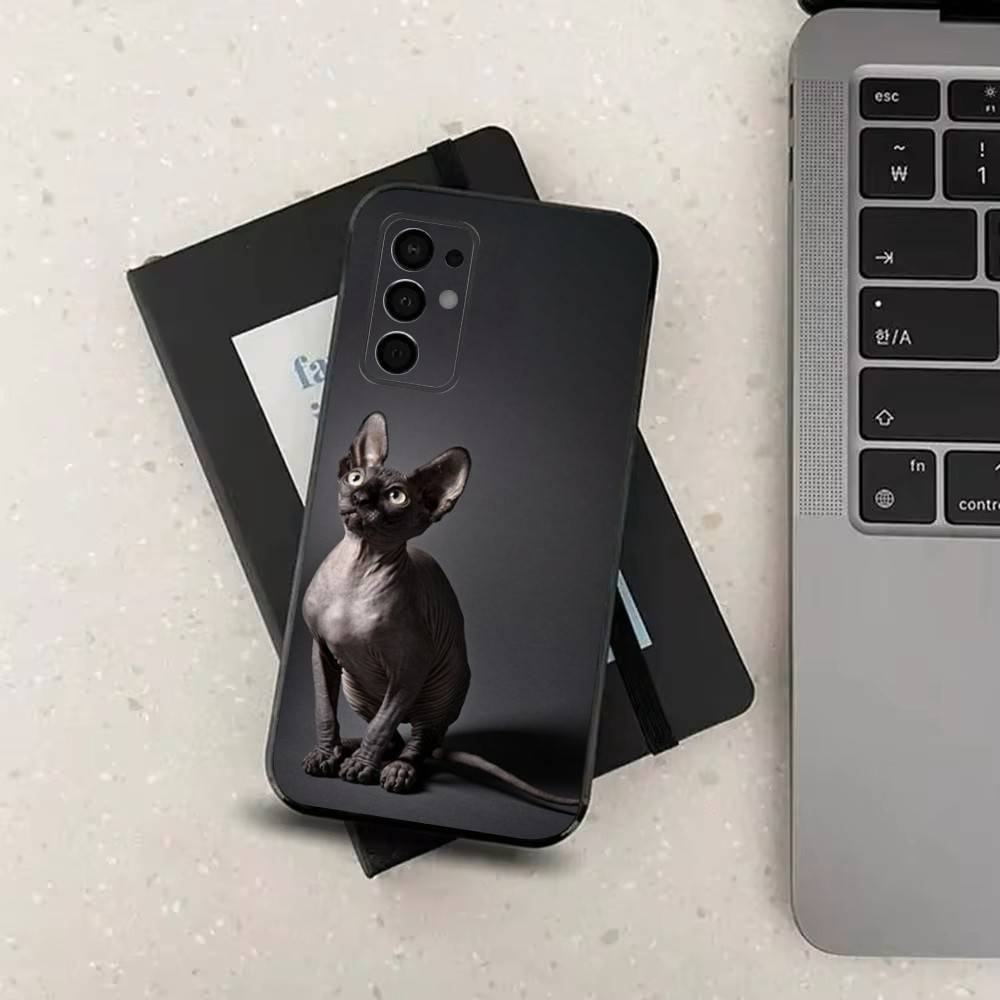 Кот Сфинкс Сфинкс Домашний питомец Для Samsung Galaxy A53,31,52,72,41,Note,J7,8,9,5G,22,73,32,71, Мягкий черный силиконовый чехол