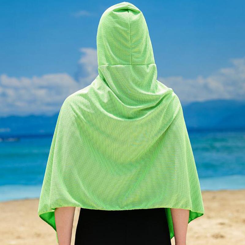 Ice Cool Beach Poncho Cover Up Quick Dry Sunscreen Clothing Oversized Hooded Towel Wrap 4-In-1 For Swimming Beach Pool Travel
