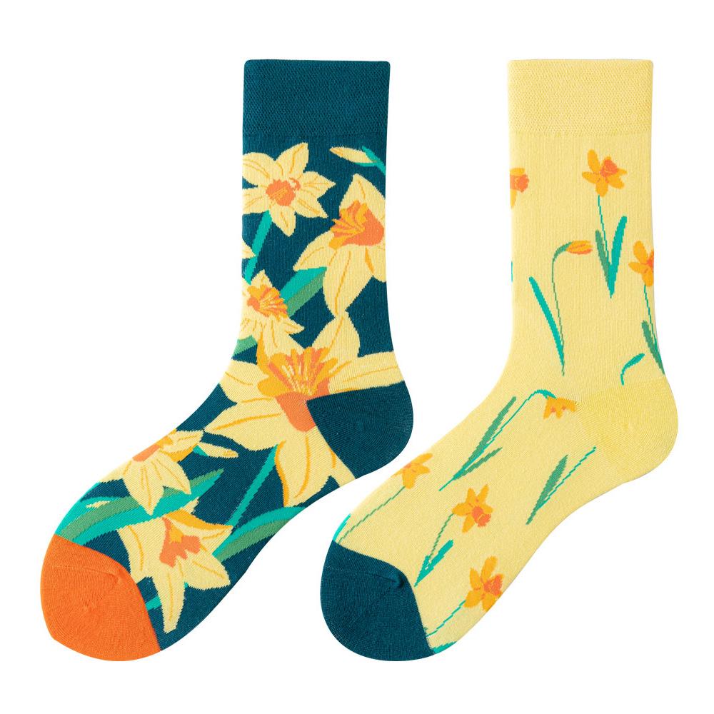 Asymmetric Colorful Christmas Cotton Socks for Couples