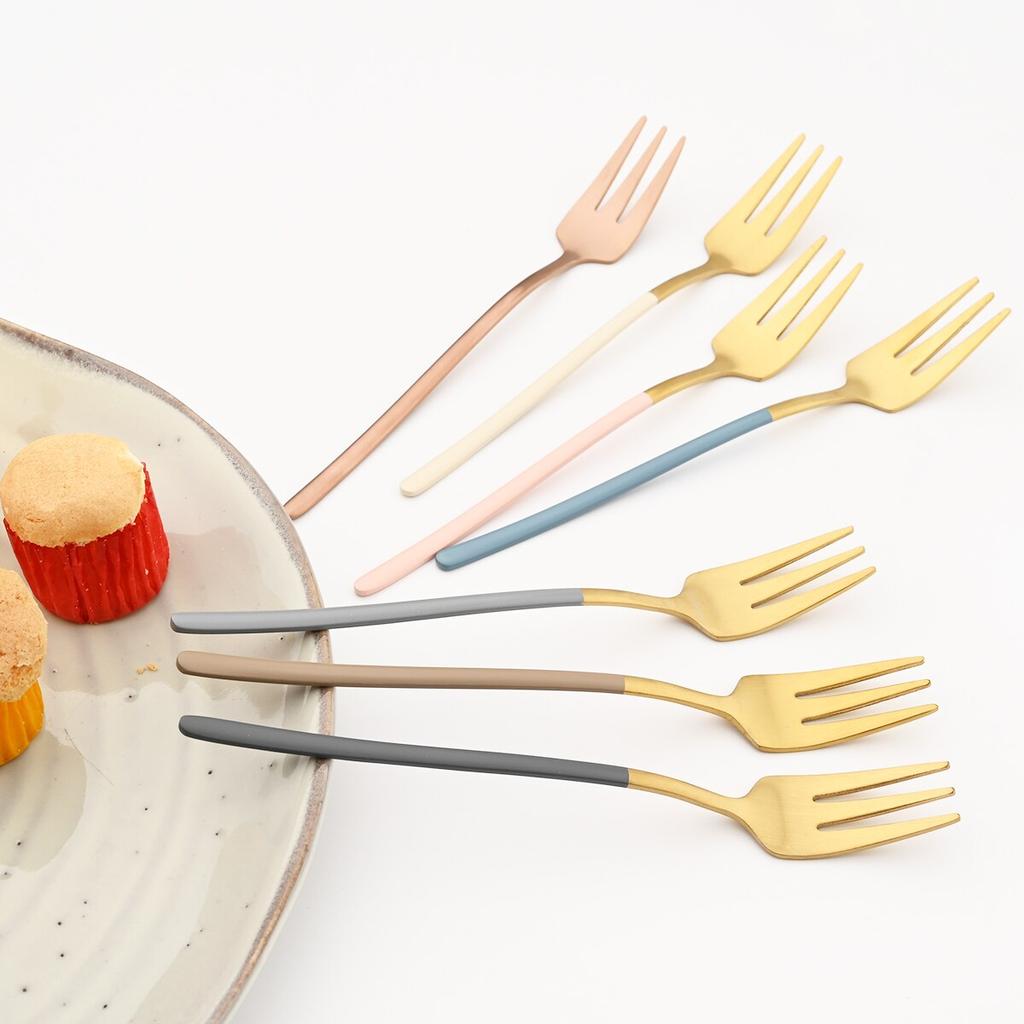 Горячая 1 шт. красочная маленькая вилка из нержавеющей стали 304, вилка для торта, вилка для чая, закусок, столовые приборы, столовые приборы, десертная вилка для фруктов, столовое серебро