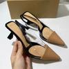 Transparent Women Dress Sandals Summer Shallow Back Strap Mixed Colors Sexy Pointed Fashion High Heeled Shoes for Ladies