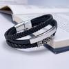 Модный ретро-браслет из нержавеющей стали, многослойный, плетеный, кожаный браслет 