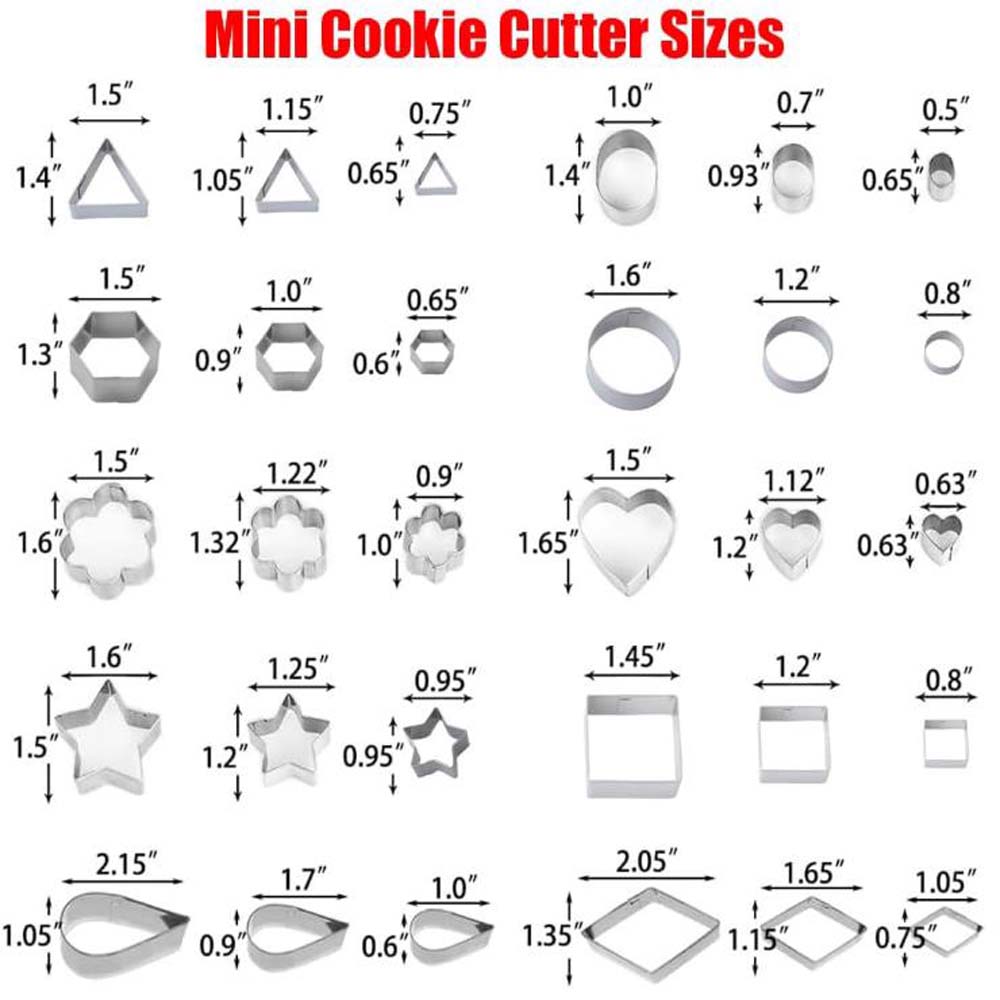 30 шт. форм для печенья из нержавеющей стали, мини-форма для геометрической резки помадки, набор инструментов для выпечки, подходит для печенья и жевательных конфет