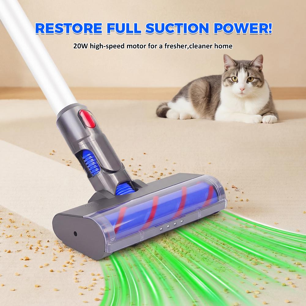 Brush Head Part For Dyson V7 V8 V10 V11 V15 Vacuum Cleaner Soft Roller Brushes with Direct Drive and 4 LED Light for Hard Floors