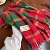 Red plaid scarf women's winter Korean version of the new versatile thickened warm scarf student Christmas gift