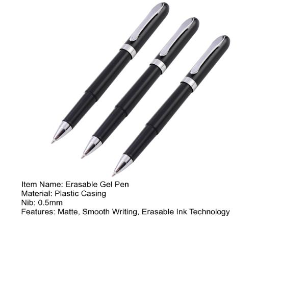 Стираемая гелевая ручка 0,5 мм с черными чернилами, выдвижная ручка-клик, гладкое письмо без размазывания
