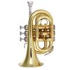 Juspins Mini Pocket Trumpet Bb Flat Brass Instrument with Mouthpiece Gloves, Cleaning Cloth, and Carrying Case