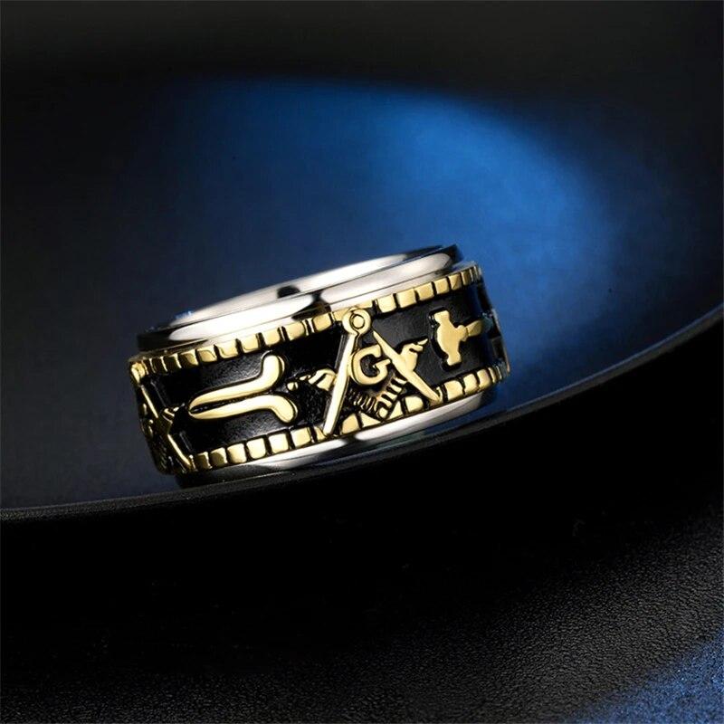 Вращающееся в стиле ретро масонское титановое высококачественное тонкое кольцо из нержавеющей стали для мужчин и женщин, полированное, не выцветает, JZ362