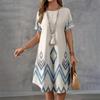 Модное платье в стиле бохо с круглым вырезом и короткими рукавами в стиле ретро в полоску для женщин