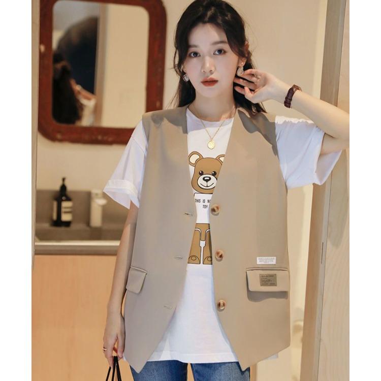 Женский жилет в британском стиле со свободным кроем для весеннего пальто