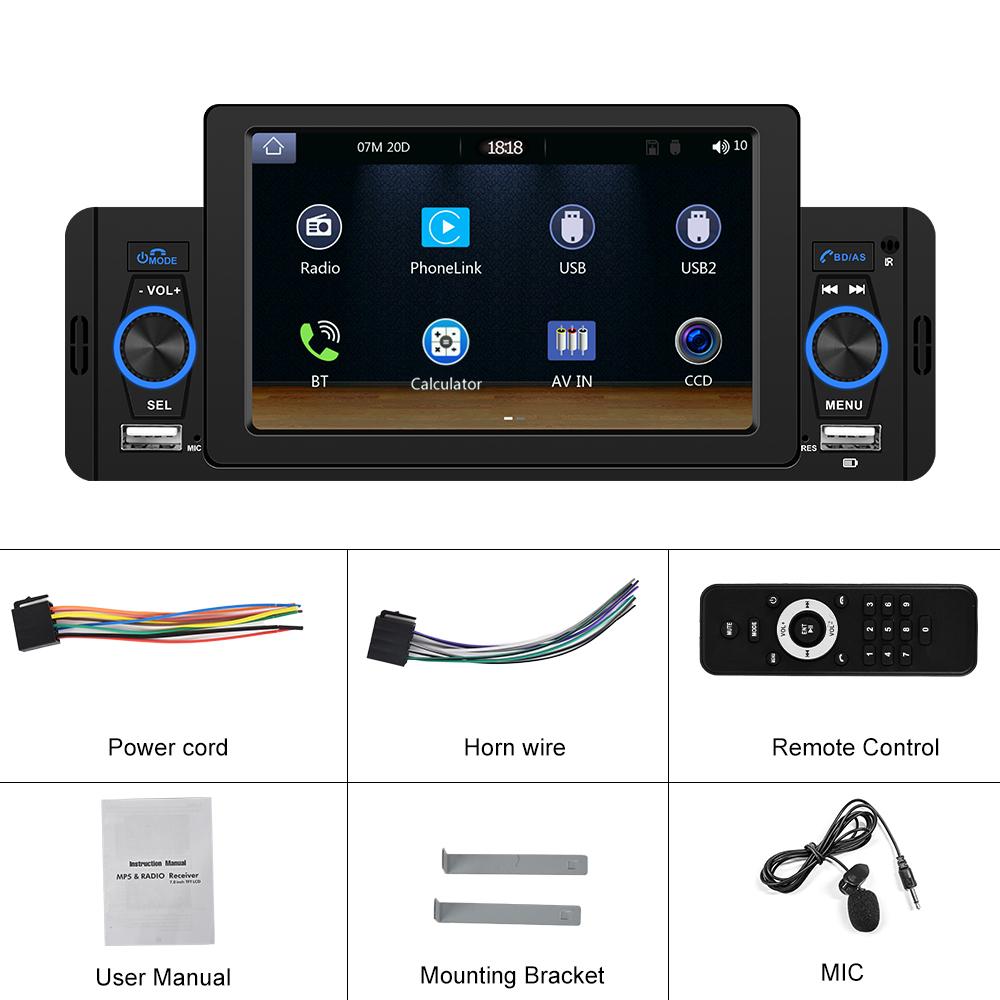 Автомобильный радиоприемник 1 Din Универсальный CarPlay Android Авто Мультимедийный плеер Bluetooth MirrorLink FM-приемник