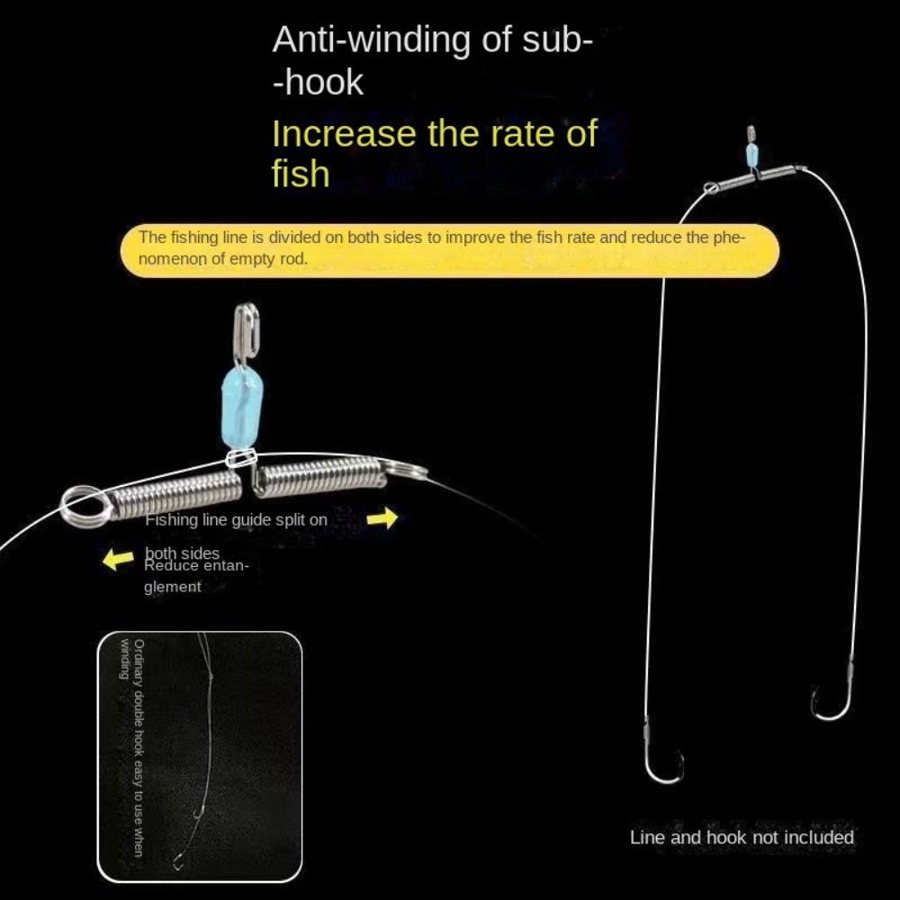 50pcs Double Hook Fishing Line Space Stainless Steel Balance Rigs Hooks Fishing Tool