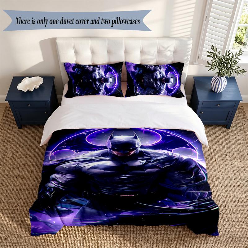 Batman 3‑Piece Bedding Set Soft Microfiber Duvet Cover Pillowcases Comfortable Bed Linen for Bedroom Decoration