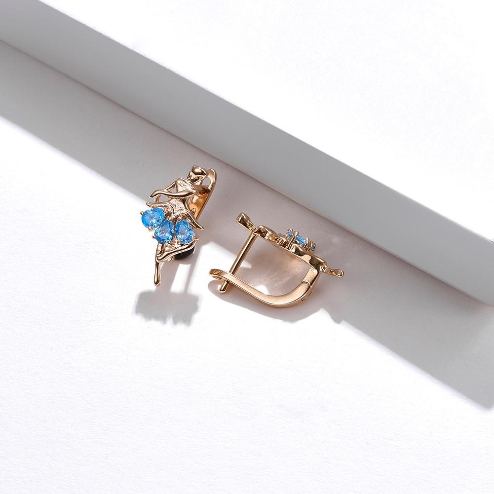 Umcho Stylish Drop Blue Zircon Earrings with Personalized Design Ballet Girl Earclasp