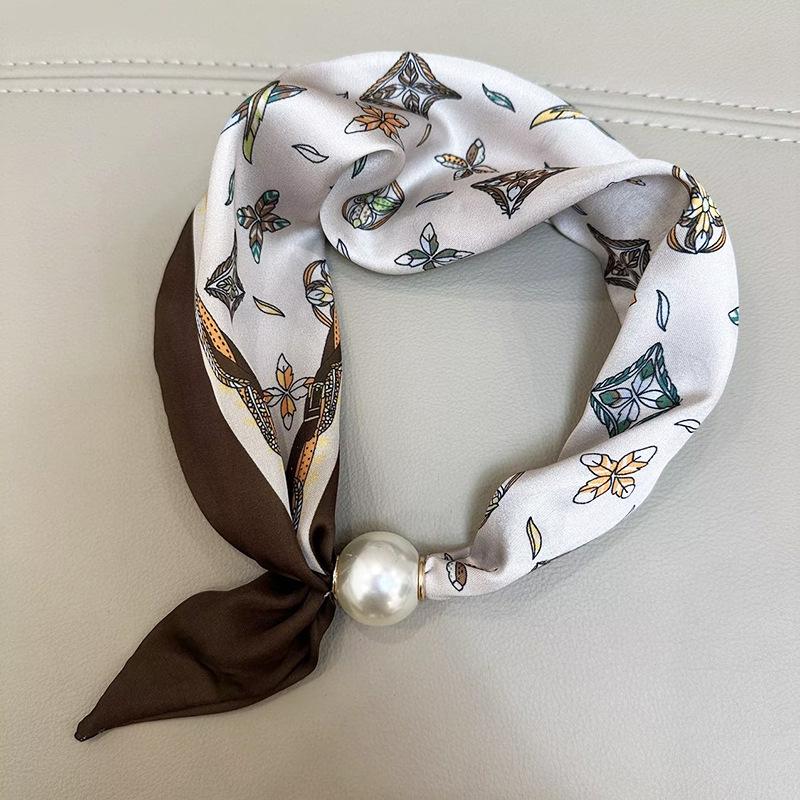 Летний 2025 года Шарф с жемчужной магнитной пряжкой: Универсальный, Декоративный, Дышащий шарф-труба