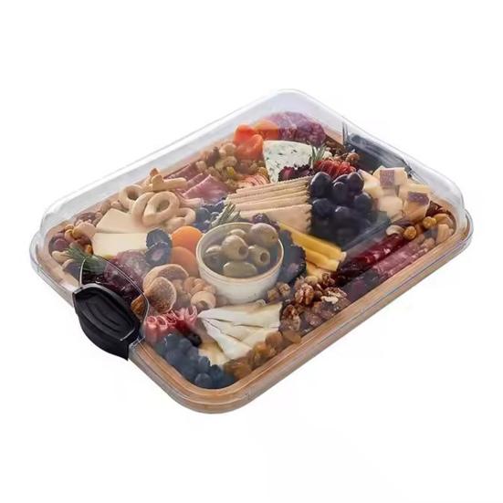 Бамбуковый поднос с крышкой, 6-секционное праздничное блюдо для сыра, фруктов, многофункциональная разделочная доска для кухни, кулинарии, семейного праздника, подарка