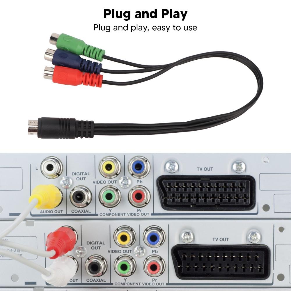 Plug and Play Кабель MINI DIN 9 Pin на 3 RCA 11,8 дюйма MINI DIN 9 Pin Папа на 3 RCA Мама Адаптер RGB Видео Кабель RGB Подключение