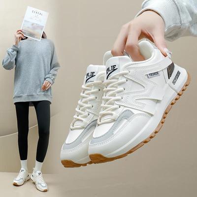 Повседневные дышащие легкие кроссовки для женщин, уличные противоскользящие кроссовки из искусственной кожи на плоской подошве, прогулочная обувь на шнуровке, женская спортивная обувь