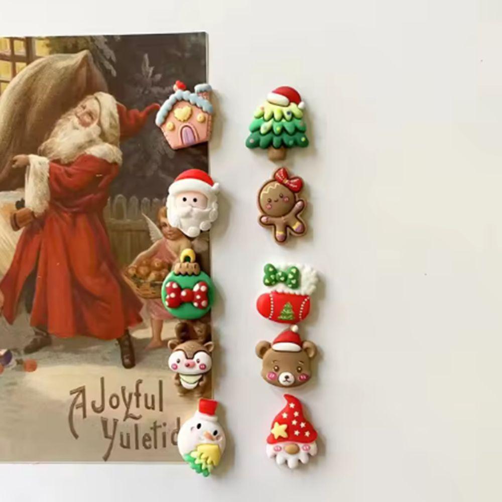 10Pcs Handmade Christmas Fridge Ornaments Cute DIY Resin Accessories Kitchen