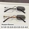 Retro Rimless Photochromic Myopia Glasses Fashion Blue Light Blocking Protection Computer Glasses Minus Eyeglasses Diopters -4.0