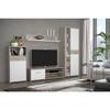 GULADA Ensemble meuble télé - buffet 170cm - table à manger 160cm - Contemporain - Blanc et décor chêne