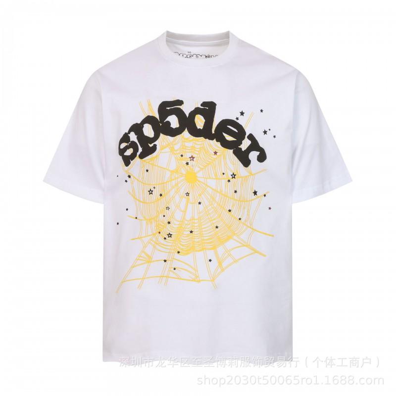 Sp5der 3D Puff Print Graphic Tee Men Loose Fit Cotton Short Sleeve T-Shirt Casual Wear