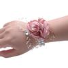 Fashion Ornaments Festival Wedding Bridal Bridesmaid Rose Corsage Fake Pearl Wrist Bracelet Boutonniere