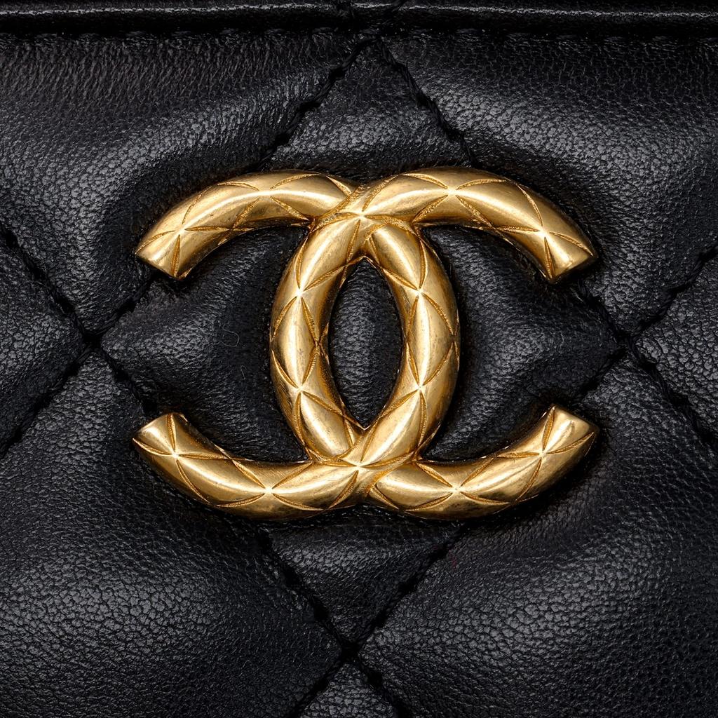 Chanel Сумки через плечо из овчины Винтажная золотая цепочка Женские Черные AP3044-B09209-94305