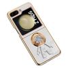 For Samsung Galaxy Z Flip5 5G Case with Astronaut Ring Kickstand 6D Electroplating TPU Phone Cover