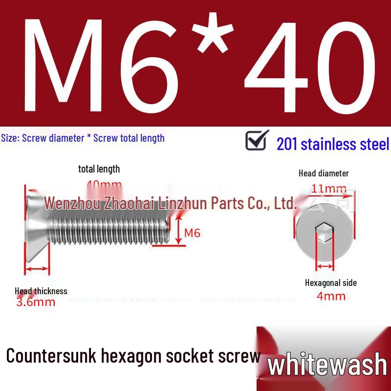 201 Stainless Steel Hex Socket Countersunk Flat Head Screws