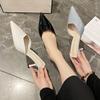 2025 остроносые трендовые сандалии сексуальные ленивые тапочки весенние новые модные тапочки с сумкой на голове полутапочки туфли на шпильках