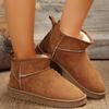 Women's Designer Short-Tube Snow Boot Winter Plush Warm Platform Shoes Suede Round-Toe Flat Heel Ankle Boots Plus Size 42