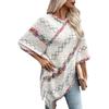 Women's Autumn and Winter Large Size V-neck Casual Cape Colorful Striped Tassel Knitted Shawl Sweater Jacket 7 Colors