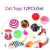 12 шт./набор, игрушки для кошек с шариками и мышками, аксессуары для домашних животных, игровые перья, дразнящие палочки, игрушки для кошек, колокольчик, интерактивная игрушка, набор принадлежностей для домашних животных