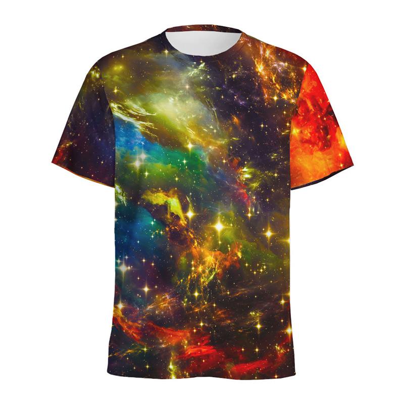 Футболка с красочным рисунком галактики и космоса для мужчин, с круглым вырезом и коротким рукавом, с принтом вселенной и звездного неба, футболки, топы, женская свободная футболка
