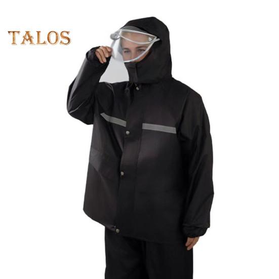 Комплект из 2 шт., плащ, брюки, мужской, женский, с капюшоном, длинный рукав, дождевик, эластичный пояс, длинные брюки, комплект, светоотражающие полосы, водонепроницаемый дождевик