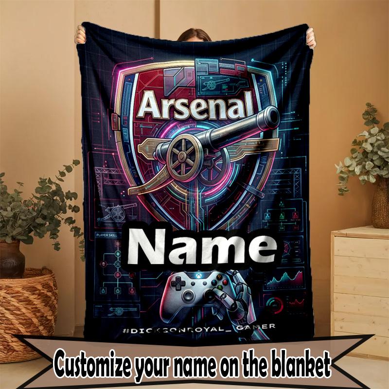 Custom Name Personalized Arsenal F.C Print Blanket, Home Decor, Bedroom, Sofa, Camping, Couch, Gifts for Birthday Christmas