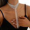 Full Diamond Tassel Neck Chain Sexy Exaggerated Long Collarbone Chain Sweater Chain, Light Luxury Rhinestone Necklace