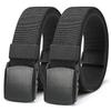 [CHAOREN] Work Belt Men's Set of 2 - Big Size Nylon Belt Expansion and Contraction Lightweight Durable Nonmetal Plastic Buckle Cloth 35MM Width Casual