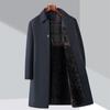 Autumn and Winter Long Cashmere Coat for Middle-aged and Elderly Men Plus Velvet and Thickened Wool Windbreaker Father and Grandfather Woolen Coat