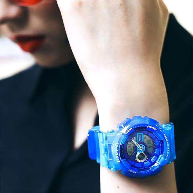 Casio CASIOBABY-G Series Translucent Jelly Vibrant Street Classic Pointer Dual Display Sports Waterproof Quartz Movement Resin Strap BA-110JM-2A